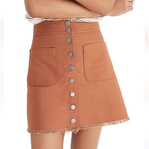 NWOT Madewell High Waist Button Down Brown Skirt sz 12
